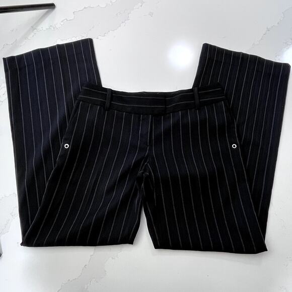 Arden B Black Pinstripe Wide Leg Trouser Pants Gromet Chain Womens 2 Black - Picture 4 of 7